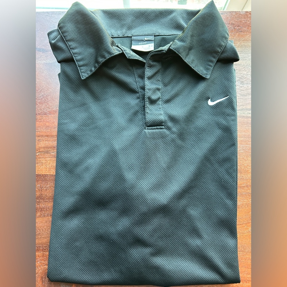 Nike Men's Black Mesh Polo Shirt size large‎